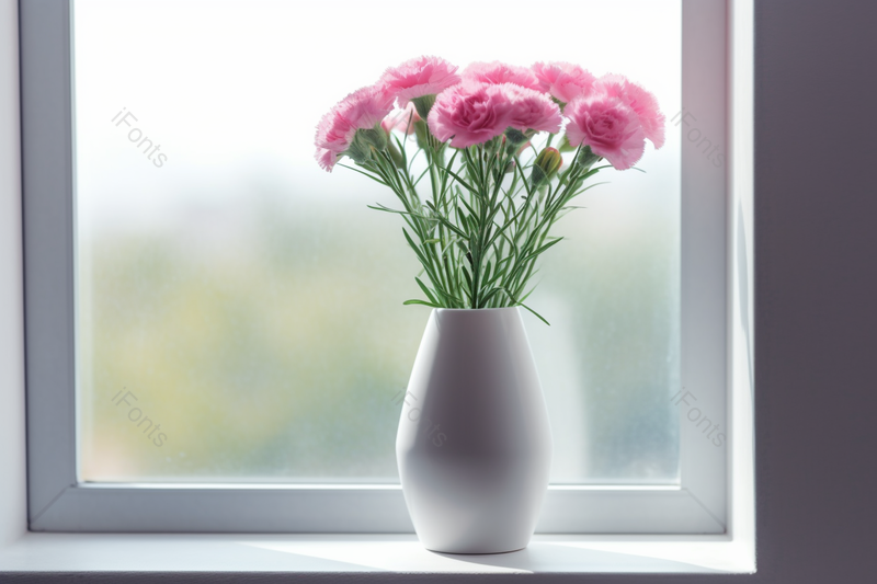 窗台上的康乃馨,高清,摄影图,摄影图片,图片大全,摄影图免费下载